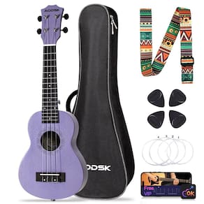 Ukulele AODSK Concert Violet para iniciantes, 23 polegadas, Uke, com alça de nylon, 4 palhetas, presente de Natal