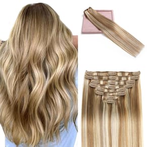 Extensões de cabelo Clip in POGINJA Real Human Hair 18cm 100g