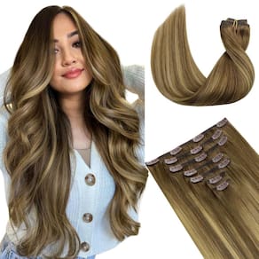 Clipe de extensões de cabelo em cabelo humano DOORES 30 cm 7 unidades 80 g