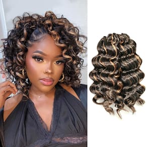 ToyoTress Ocean Wave para cabelo de crochê, 16 polegadas, 8 pacotes, marrom