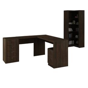 Escritório com Mesa para Computador e Armário Canto Rústico - FdECOR