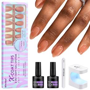 Kit de unhas Nail Tips Btartbox Short Ammond com gel para mulheres