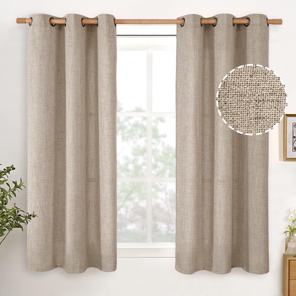 Cortinas YoungStex Dark Oatmeal Linen 122 x 122 cm com ilhó