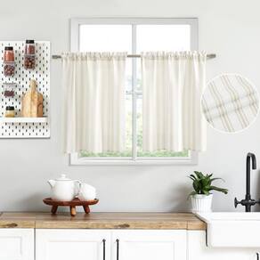 Cortinas ZJDECOR Farmhouse Kitchen 90x60cm branca/bege 2 peças