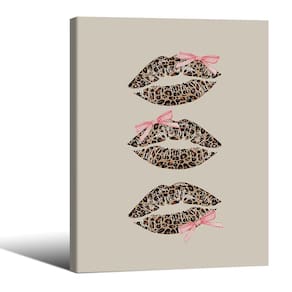Impressões em tela Arte de parede Trendy Leopard Kiss Lips Coquette