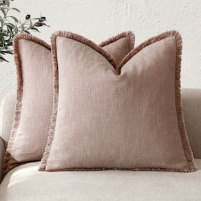 Capas de almofada Findtower Linen Fringe Dusty Pink 40x40cm