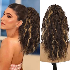 Extensão de rabo de cavalo ORSUNCER Curly 18" sintética para mulheres