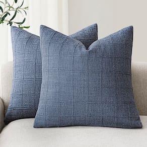 Capas de almofada Findtower Linen Check 45x45cm Blue Set 2