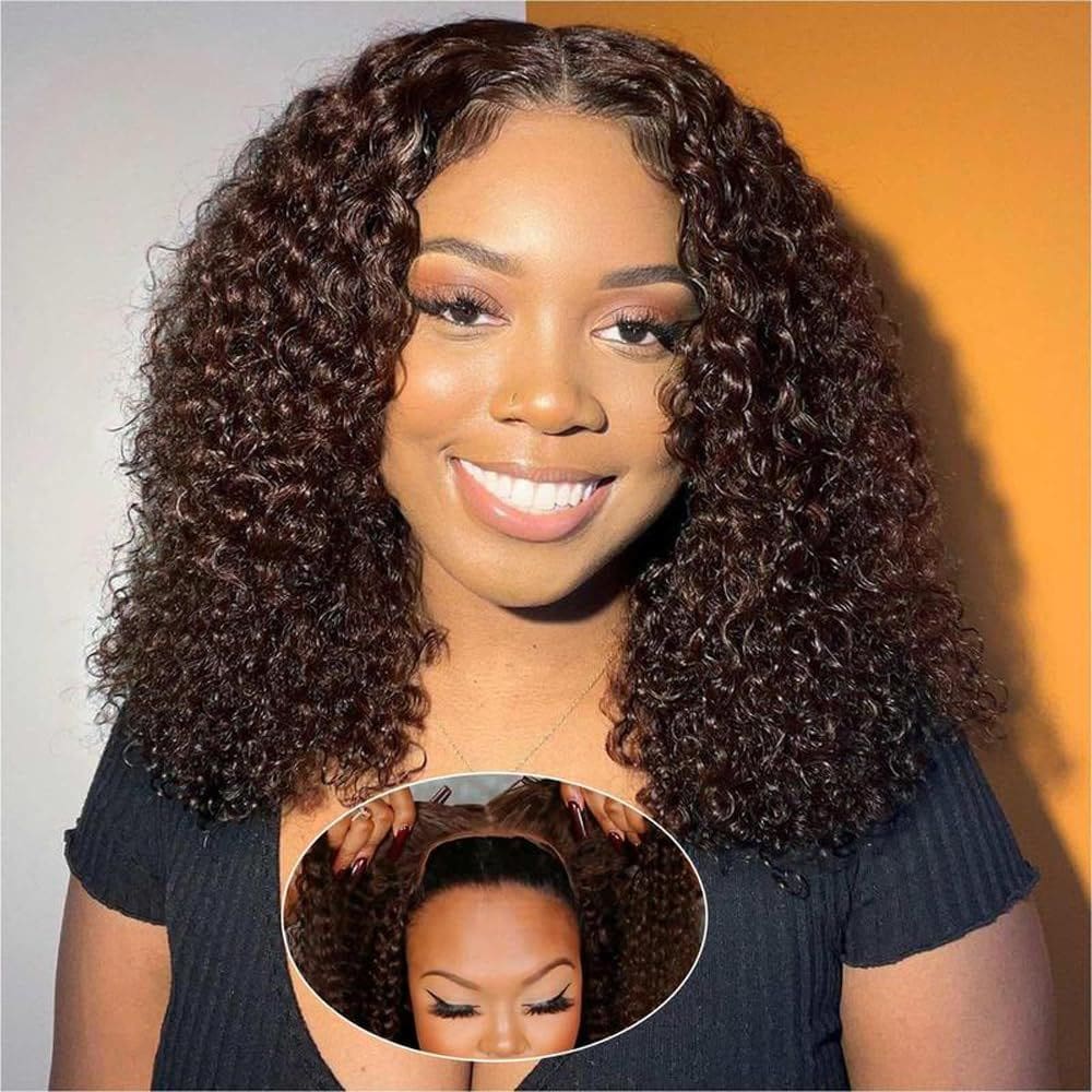 Peruca Pinketer Chocolate Brown Human Hair 4x4 Lace 20cm Bob