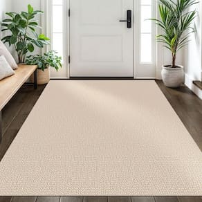 Tapete Area EARTHALL lavável 120x180cm antiderrapante bege/branco