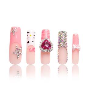Pressione as unhas LOVFUL Rocking Kitty Full Covered Crystals