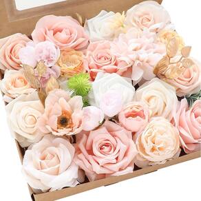 Flores artificiais Floroom Blush Peach Pink Roses Peônias