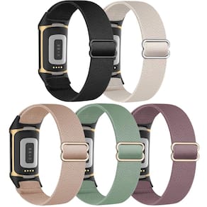 Pulseiras de relógio Folavii Stretchy Nylon para Fitbit Charge 6/5