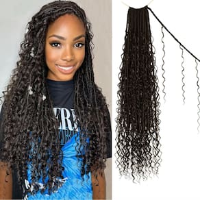 Crochet Hair Boho Faux Locs, 30 polegadas, Goddess Locs, 8 pacotes