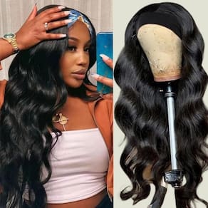 Peruca com bandana Aailvmey Body Wave 100% cabelo humano brasileiro