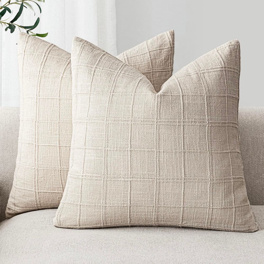 Capas de almofada Findtower Linen Check 45x45cm, conjunto de 2