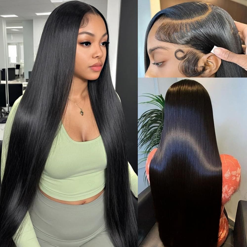 Peruca frontal de renda FLOLIFE 13x6 Straight Human Hair 22"