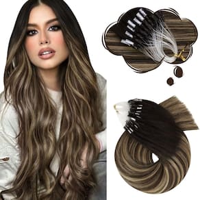 Extensões de cabelo Moresoo Micro Beads Human Hair Balayage 60cm