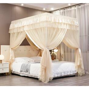 Cortinas de cama com dossel Mengersi Queen Size Ivory para meninas