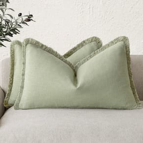 Conjunto de 2 capas de almofada Findtower Linen Frange de 30 x 60 cm
