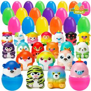 Pacote de 20 ovos de Páscoa pré-cheios com brinquedos macios para animais