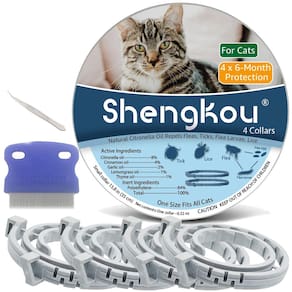 Coleira de pulgas e carrapatos ShengKou para gatos de 13,8 polegadas (pacote com 4)
