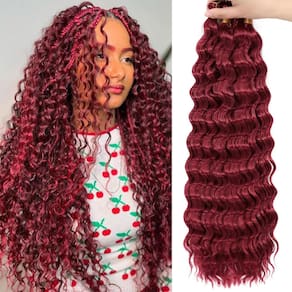 Braiding Hair Eerya Long Curly 18 polegadas cor de vinho, 4 pacotes