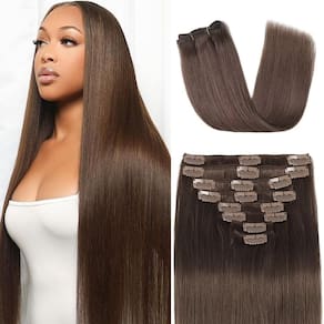 Extensões de cabelo Tebelove Clip em cabelo humano 100% real de 24"