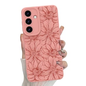 Capa de telefone MZELQ Silicone Rosa Floral Samsung Galaxy S25