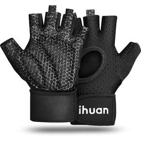 Luvas de treino Luvas de levantamento de peso respiráveis ihuan pretas