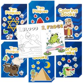 Livro de colorir x1Zuue Passover Ten Plagues Kids 24 unidades