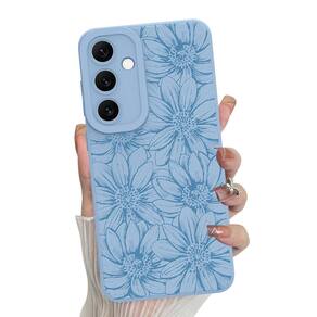 Capa de telefone MZELQ Silicone Azul Floral Samsung Galaxy S24