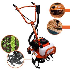 Motocultivador Microtrator Vulcan VMC360S À Gasolina 53cc 3,6HP 4 Tempos Com 16 Lâminas de Cultivo Para Descompactar Solo e Areia