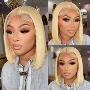 Peruca LICHANG Bob 613 Blonde Lace Frontal 200% Densidade 14"