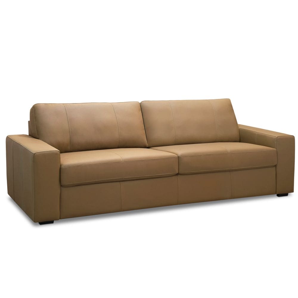 Sofá 3 Lugares Para Sala de Estar Living 205cm Aurora L06 Couro Marrom Claro - Lyam Decor