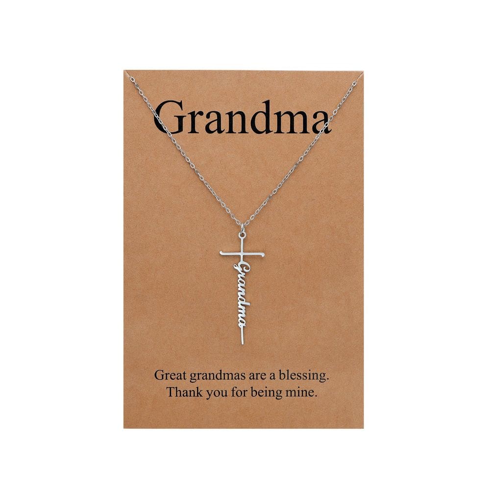Colar Lcherry Grandma Cross Pendente em Aço Inoxidável 45cm
