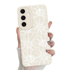 Capa de telefone MZELQ Silicone Branca Floral Samsung Galaxy S24 Fe