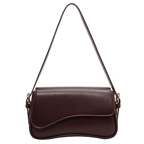 Bolsa de ombro Amszke Y2K Trendy Purse Vegan Leather Coffee