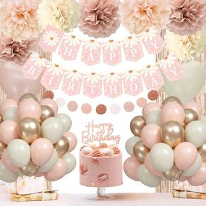 Decorações de festa de aniversário Aurasys Blush Beige para mulheres