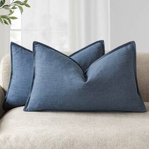 Capas de almofada Findtower Decorative Linen 30x50cm azul escuro