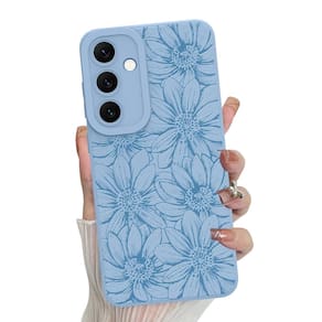 Capa de telefone MZELQ Silicone Azul Floral Samsung Galaxy S24 Plus