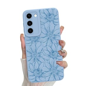 Capa de telefone MZELQ Silicone Azul Floral Samsung Galaxy S23 Plus