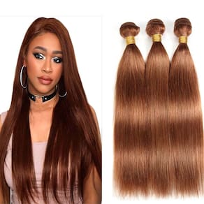 Pacotes de cabelo: condescendência, onda reta, marrom claro, 30 cm, 35 cm, 40 cm