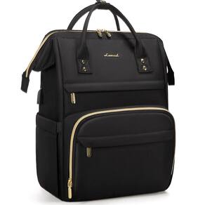 Mochila LOVEVOOK para laptop feminina de 17 polegadas com porta de carregamento USB preta