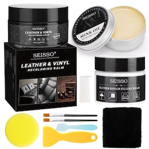 Kit de reparo de couro SEISSO para móveis com óleo de vison preto