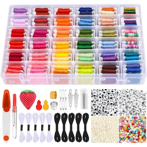 Kit de fabricação de pulseiras PAXCOO 985 unidades com fio dental bordado de 110 novelos