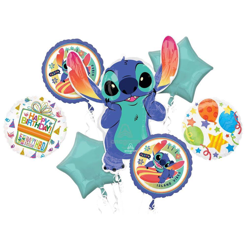Conjunto de balões Anagram Stitch para festa de aniversário, 7 peças BQ_4159