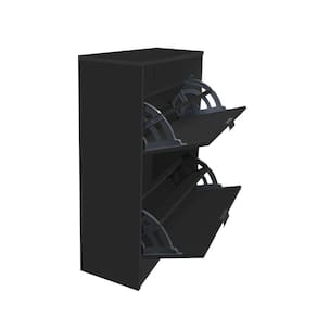 Sapateira Mercurio II 2Gav P/12 Pares MDP 12mm Com Puxadores Preta