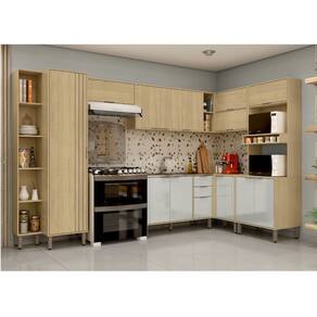 Cozinha Modulada Completa Vick 7 Peças Castanho Off White