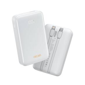 Banco de potência Qecvec 20000mAh com 2 cabos embutidos 22,5 W cinza